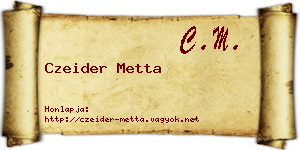 Czeider Metta névjegykártya